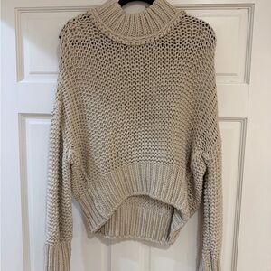 Free People Cozy Cream Knit Sweater